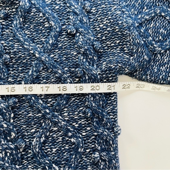 Kate Spade chunky cable knit sweater turtleneck bobble knit blue women's size S - Picture 6 of 9